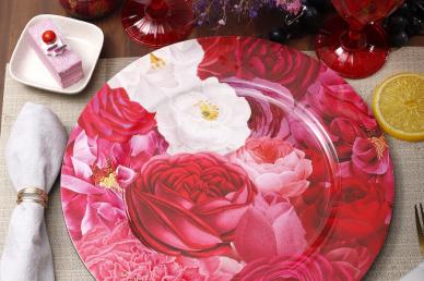 Floral peony and roses plate