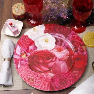 Floral peony and roses plate